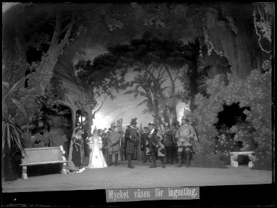 Scene from Mycket väsen för ingenting at Dramaten 1902 - SMV - DrT011