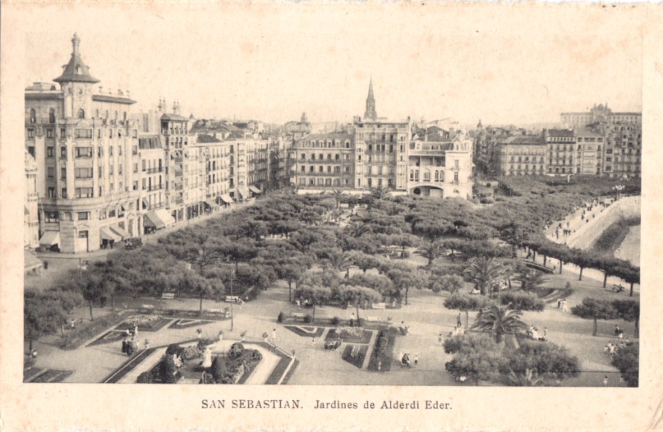 San Sebastian, Espanha, inicio do Séc. XX, Jardines de Alderdi Eder, Arquivo de Villa Maria, Angra do Heroísmo, Açores.