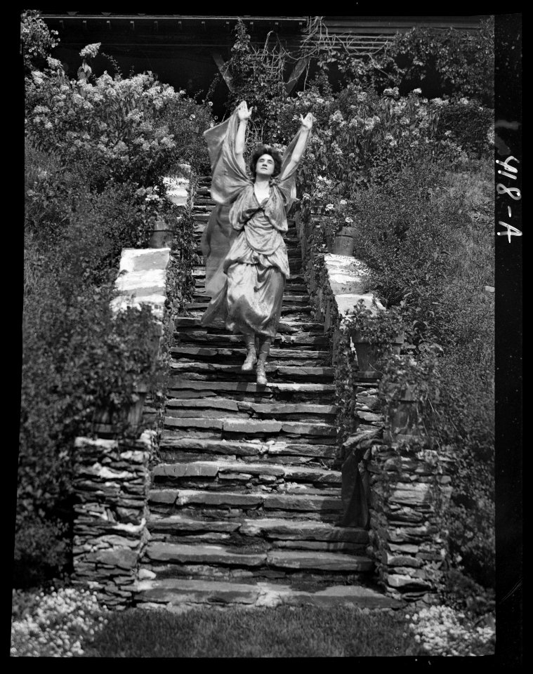 Scene from Sanctuary, A Bird Masque, by Percy MacKaye, in rehearsal for first performance at the Meriden Bird Club sanctuary dedication in New Hampshire LOC agc.7a00153