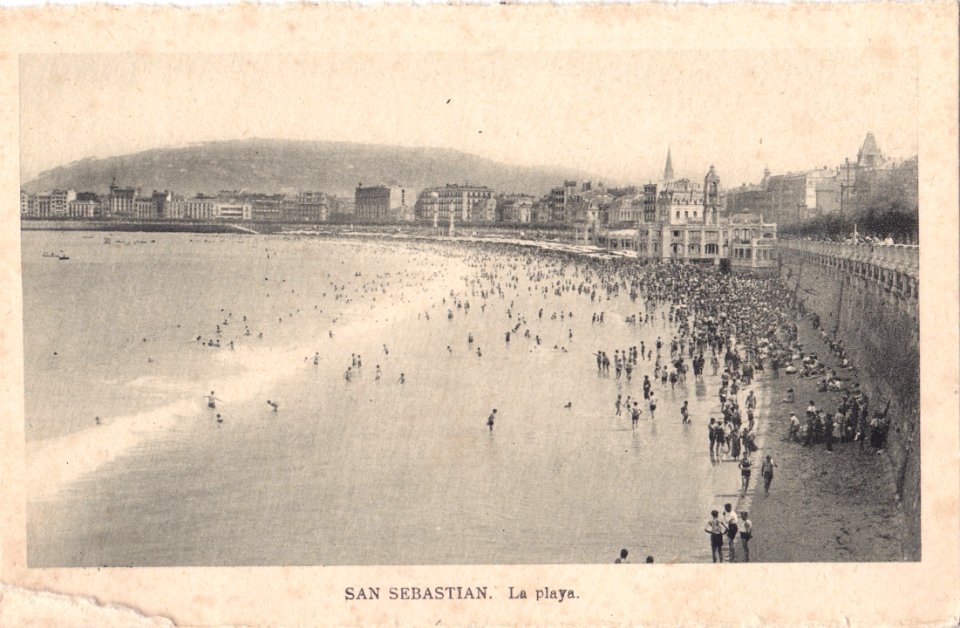 San Sebastian, Espanha, inicio do Séc. XX, La playa 4, Arquivo de Villa Maria, Angra do Heroísmo, Açores.
