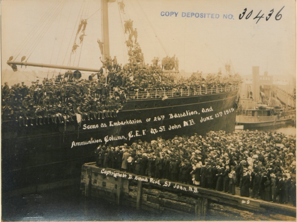 Scene at embarkation of 26th Battalion and ammunition column CEF, St John, New Brunswick, June 13, 1915 No 9 (HS85-10-30436)
