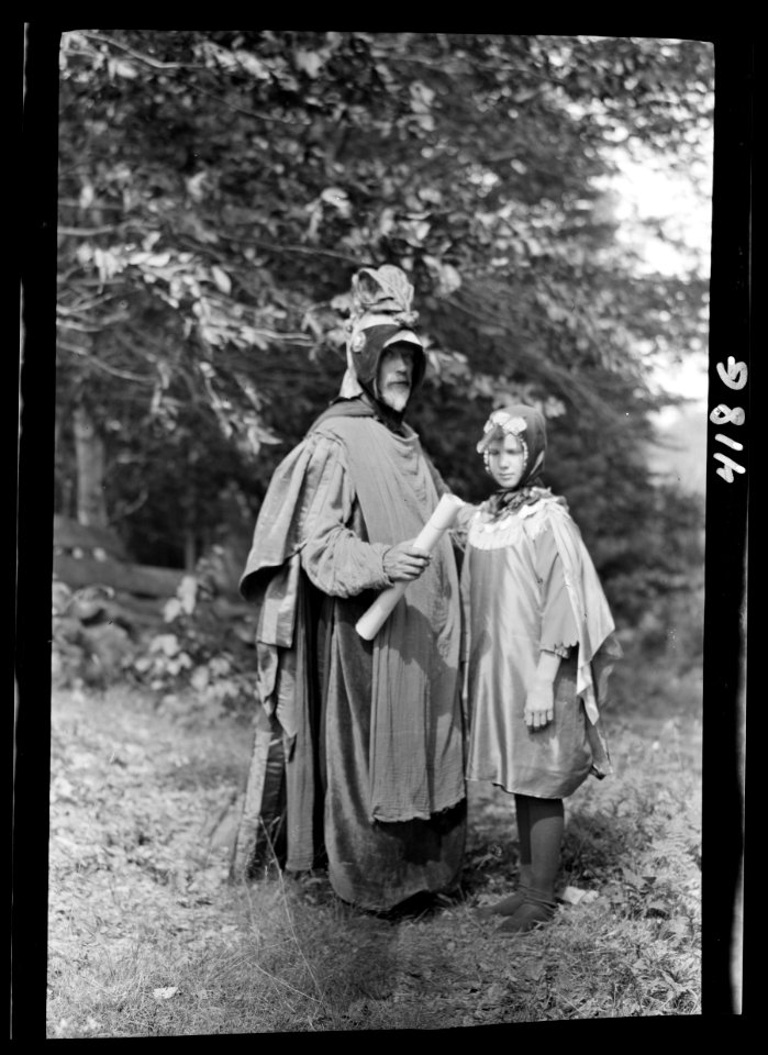 Scene from Sanctuary, A Bird Masque, by Percy MacKaye, in rehearsal for first performance at the Meriden Bird Club sanctuary dedication in New Hampshire LOC agc.7a07053