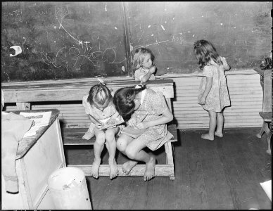 Scene in schoolroom. Kentucky Straight Creek Coal Company, Belva Mine, abandoned after explosion (in) Dec. 1945, Four... - NARA - 541237