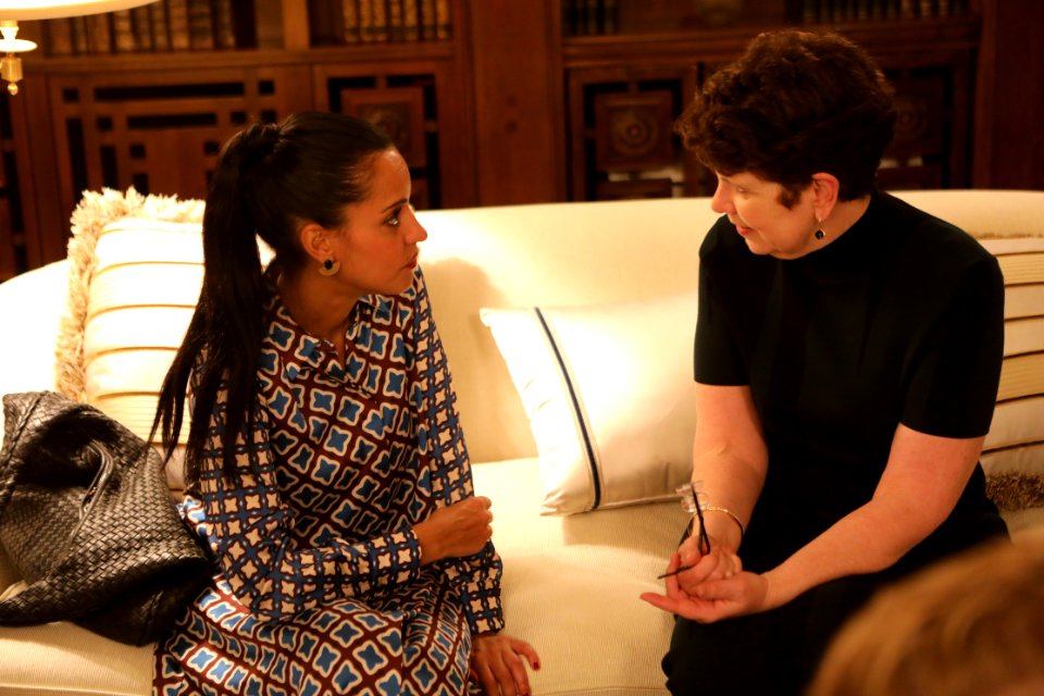 Sawsan Chebli and Robin Quinville, Hanukkah reception 2019, U.S. Embassy Berlin