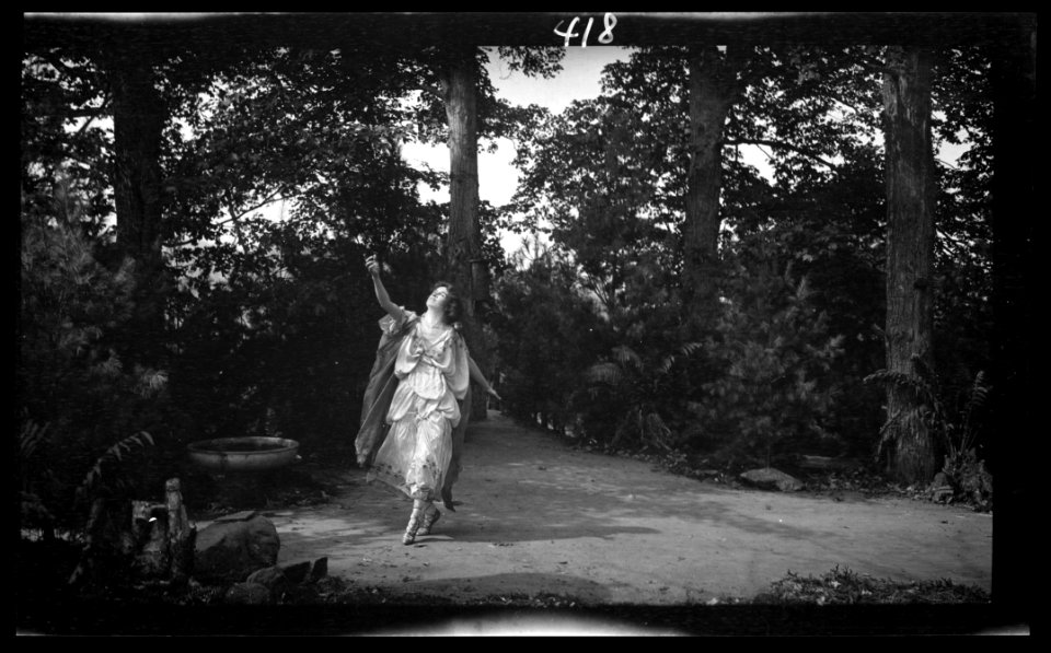Scene from the play Sanctuary, A Bird Masque, by Percy MacKaye, in rehearsal for first performance at the Meriden Bird Club sanctuary dedication in New Hampshire LOC agc.7a02307