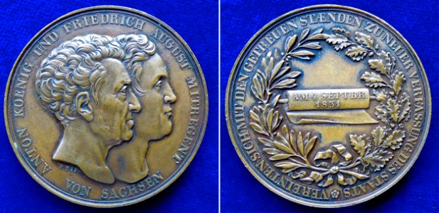 Saxony 1831 Bronze Medal for the 1st Constitution