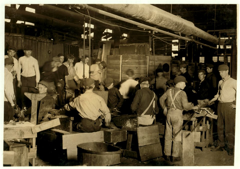Scene in More-Jonas Glass Co., Bridgeton, N.J. Several young boys are to be seen in photo. LOC nclc.05443