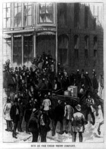Scenes in Wall Street during the panic. Run on the Union Trust Company LCCN90707111