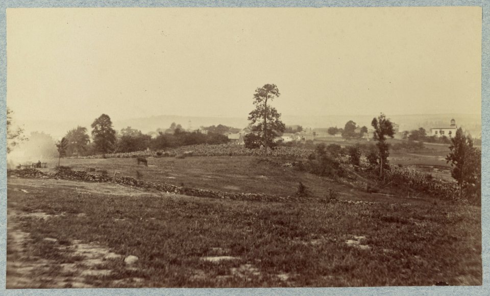 Scene of the charge of the Louisiana Tigers. View taken from Cemetery Hill at about position of right gun of Wiedrich's (i. e. Weidrich's) Battery LCCN2012647712