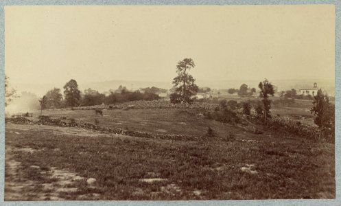 Scene of the charge of the Louisiana Tigers. View taken from Cemetery Hill at about position of right gun of Wiedrich's (i. e. Weidrich's) Battery LCCN2012647712