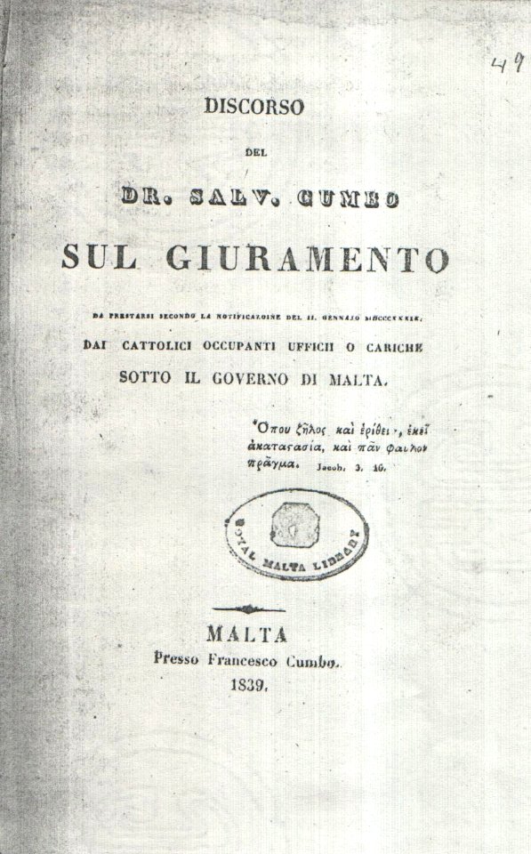 Saviour Cumbo - Sul Giuramento