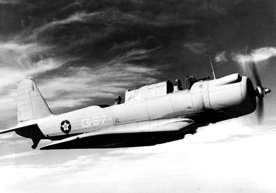 SB2U-3 VMSB-131 in flight c1941
