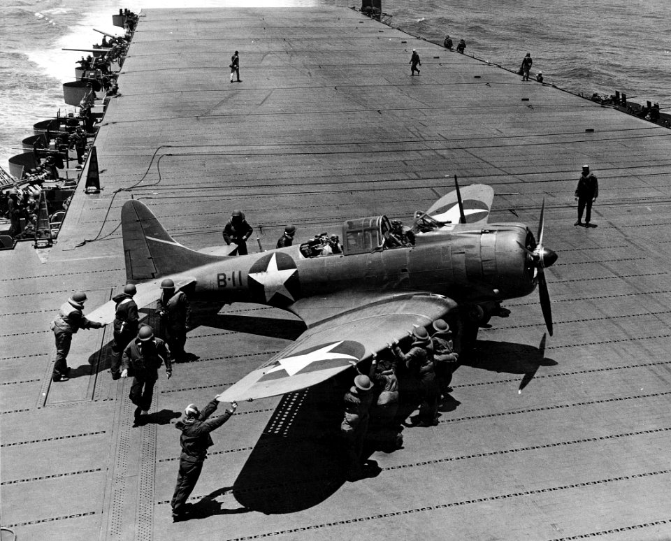 SBD 8-B-11 on USS Hornet Midway