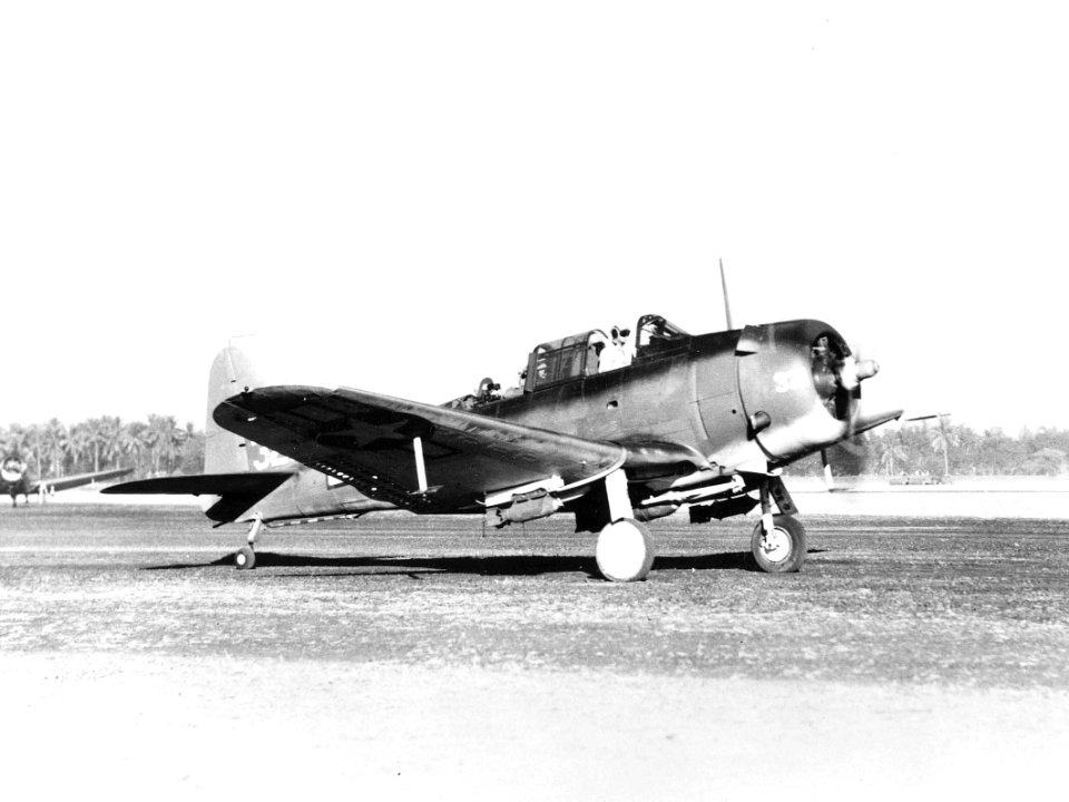 SBD Dauntless takes off Luzon 1945
