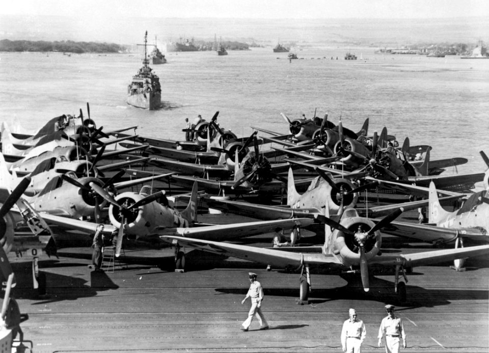 SBD-5s VB-9 on USS Essex (CV-9) c1943