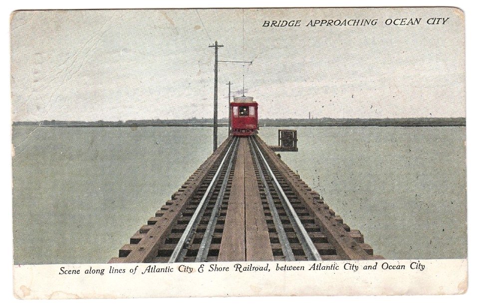 Scene along Atlantic City and Shore Railroad, between Atlantic City and Ocean City - Bridge Approaching Ocean City