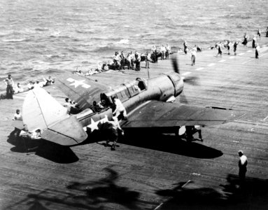 SB2C-3 of VB-18 on USS Intrepid (CV-11) during Battle of Leyte Gulf 1944