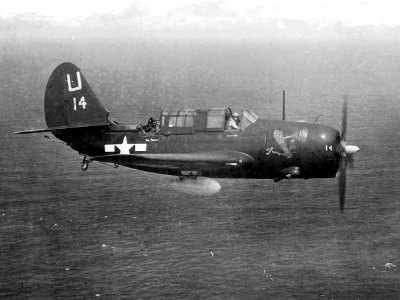 SB2C-4E Helldiver of VB-6 in flight in 1945
