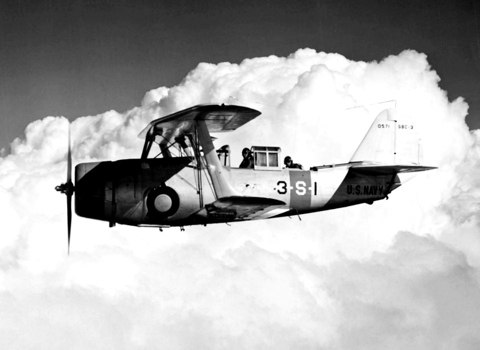 SBC-3 Helldiver VS-3 in flight c1939