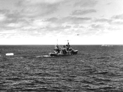 SBD from VB-3 ditches near USS Astoria (CV-34) at Midway 1942