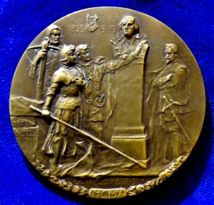 Schiller's 150th Birthday, Art Nouveau uniface Bronze-Medal 1909 by Dietrich photo