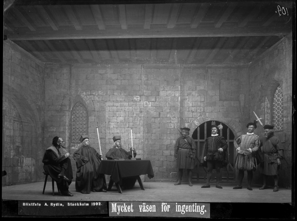 Scene from Mycket väsen för ingenting at Dramaten 1902 - SMV - DrT014