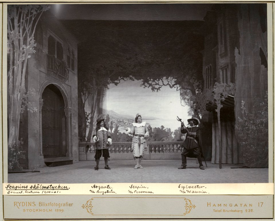 Scapins skälmstycken, Dramatiska teatern 1900. Föreställningsbild - SMV - H12 032