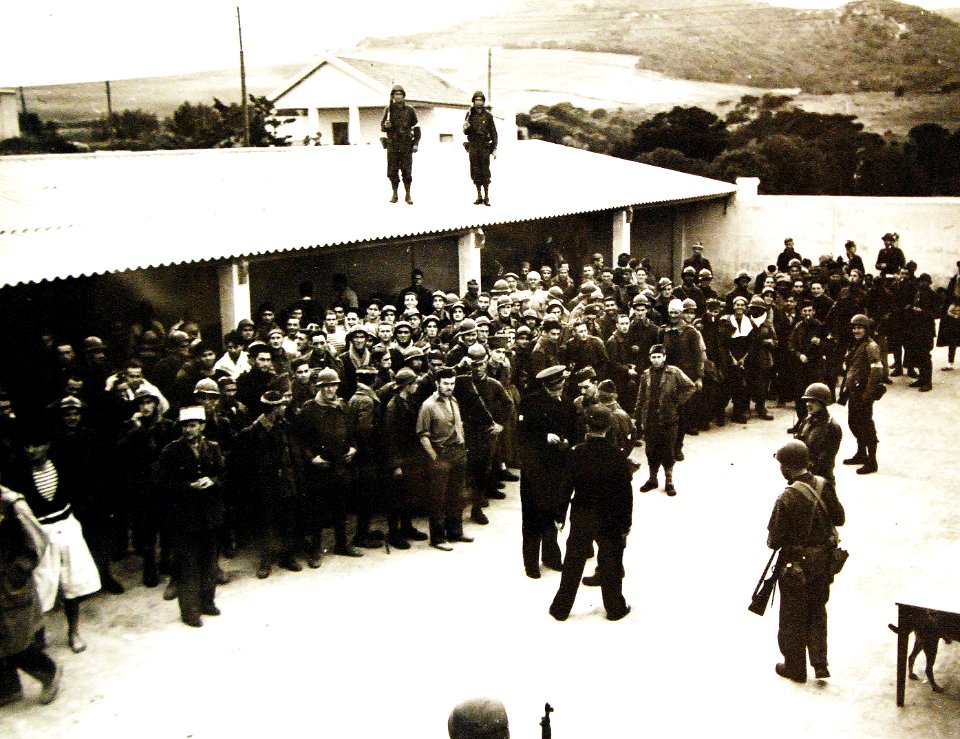 Scene in a yard of a German prison of war camp after the armistice in North Africa, 1943 (24032102669)