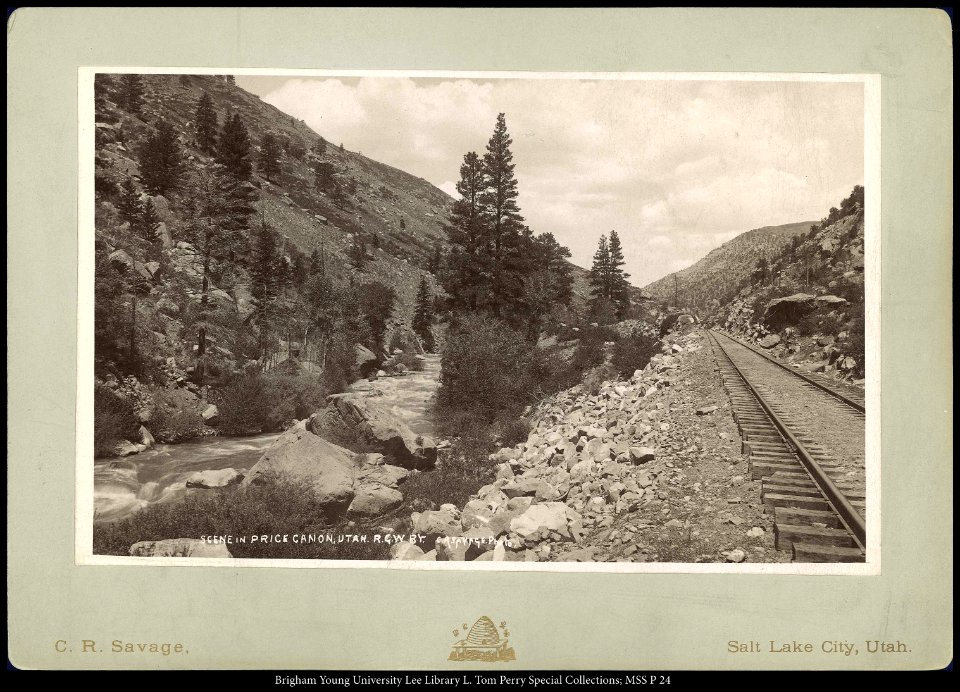Scene in Price Canon, Utah, R.G.W. Ry. C.R. Savage, Photo.