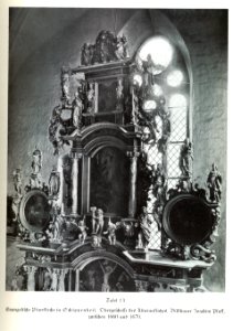 Schippenbeil, Evangelische Pfarrkirche, Altaraufsatz, Obergeschosse, 1660 bis 1670, Bildhauer Joachim Pfaff