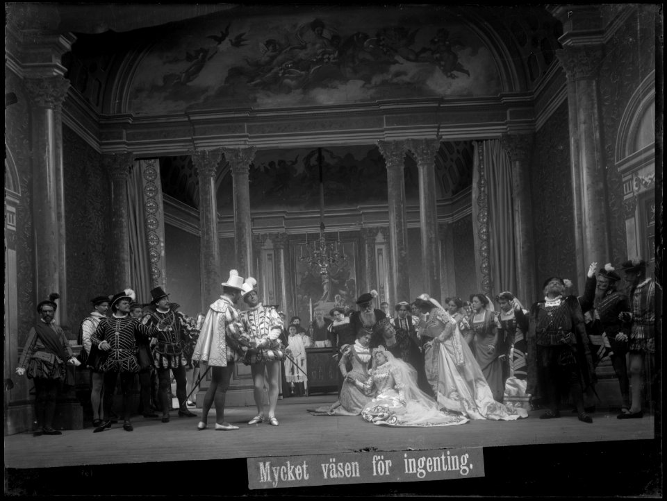 Scene from Mycket väsen för ingenting at Dramaten 1902 - SMV - DrT012