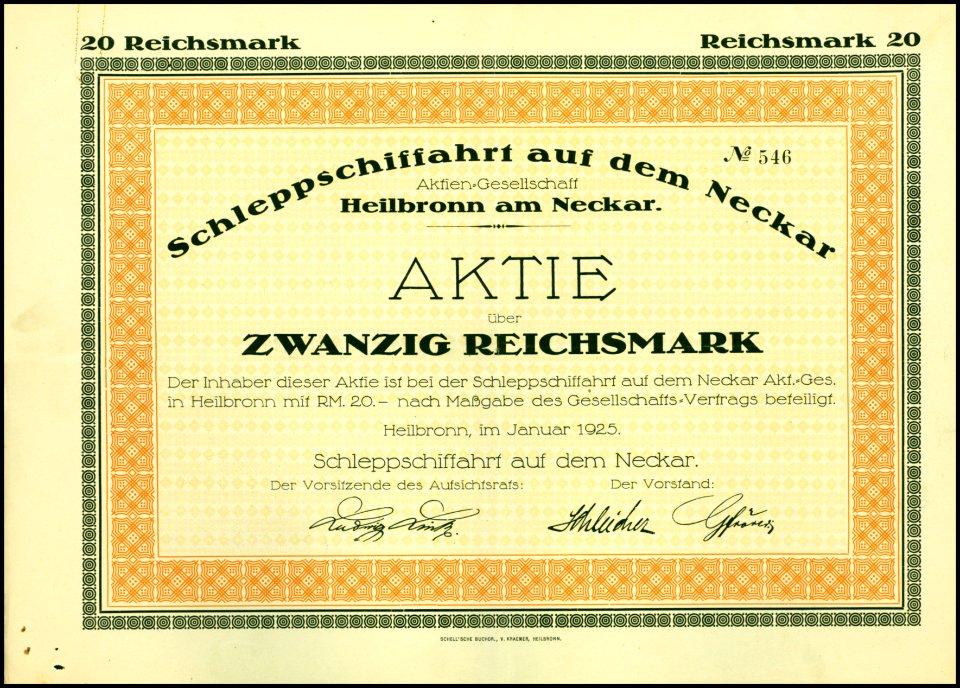 Schleppschiffahrt auf dem Neckar AG 1925