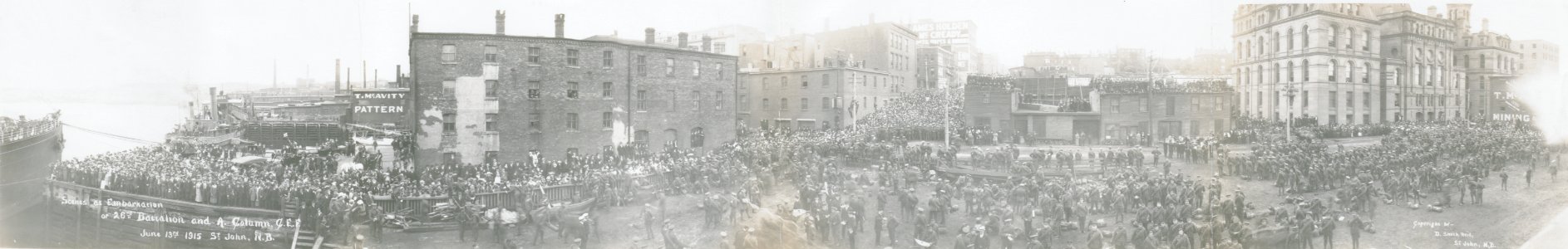 Scenes at embarkation of 26th Battalion and Ammunition Column CEF, June 13, 1915 (HS85-10-30438)