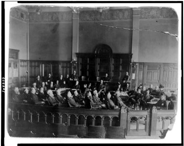 Scene in courtroom, Morrison Will case at Richmond, Indiana, in 1895. The longest jury trial in the U.S. up to that time. Began Jan. 2, ended May 10 LCCN91792172 photo