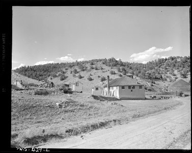 Schoolhouse and playground. The Bear Canyon Coal Company, Bear Canyon ^6 Mine, Vallorso, Las Animas County, Colorado. - NARA - 540410