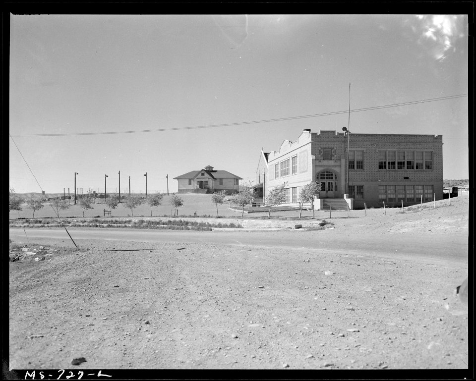 Schoolhouse and playground for miners children. Union Pacific Coal Company, Reliance Mine, Reliance, Sweetwater... - NARA - 540569