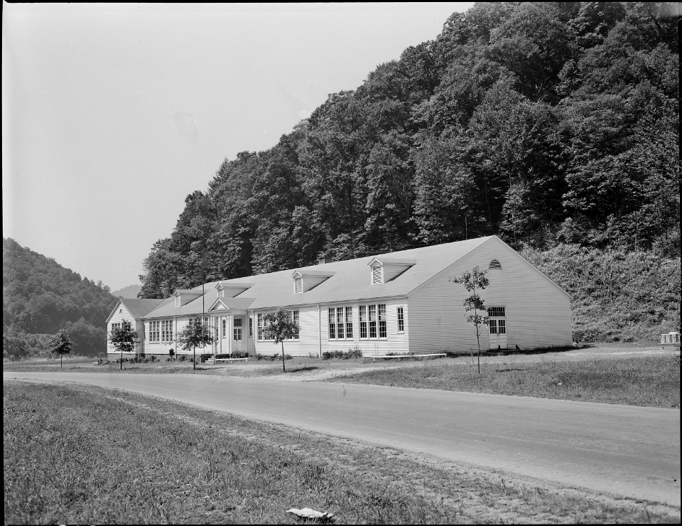 Schoolhouse used by miners' children. Koppers Coal Div., Kopperston Mines, Kopperston, Wyoming County, West Virginia. - NARA - 540947