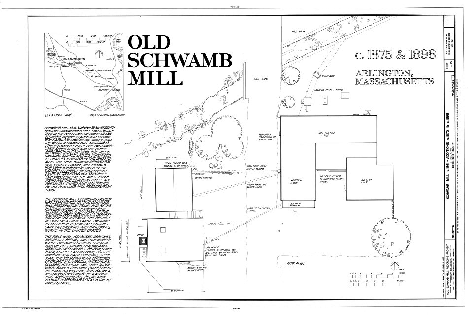 Schwamb Mill, Arlington MA - HAER drawing 00001a