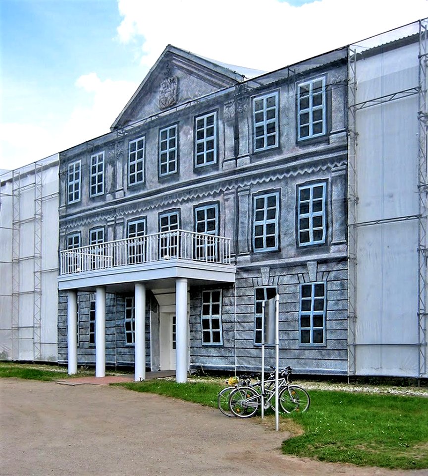 Schloss Neustrelitz Fassadensimulation Gerüst