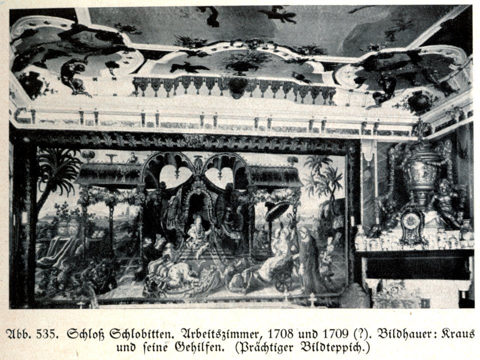 Schloss Schlobitten, Arbeitszimmer, 1708 und 1709, Bildhauer Kraus und Gehilfen
