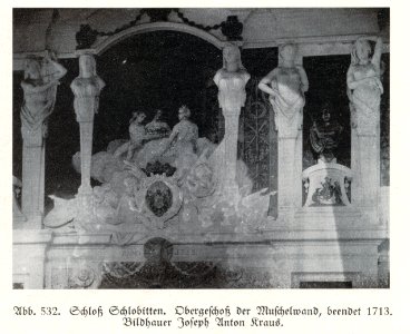 Schloss Schlobitten, Obergeschoss der Muschelwand, 1713, Bildhauer Joseph Anton Kraus