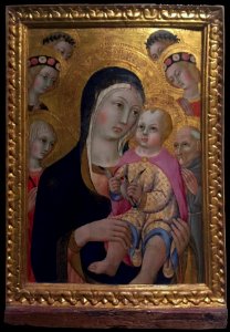 Sano di Pietro, Madonna col Bambino, Santa Apollonia, San Bernardino e quattro angeli