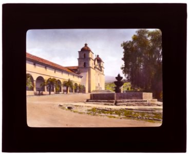 Santa Barbara Mission, 2201 Laguna Street, Santa Barbara, California. Fountain and entrance façade LCCN2007685015