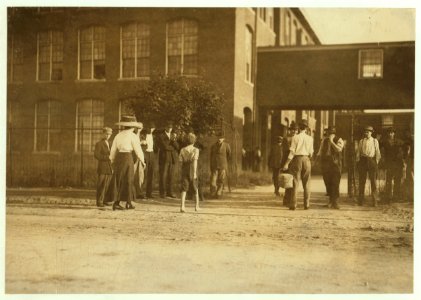 Schoolfield Cotton Mills, Danville Va. Going to work; 6-30 A.M. June 9, 191(1) A few young boys and girls under 14, work in these mills, but not many, and they are large mills. LOC nclc.02159