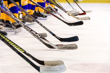 Sticks skates hockey players