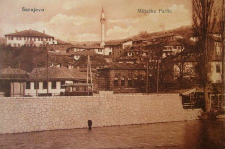 Sarajevo Tram-Terminus-Vijecnica River-Miljacka