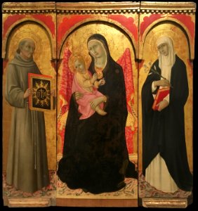 Sano di Pietro, La Madonna col Bambino in trono e i Santi Bernardino e Caterina da Siena