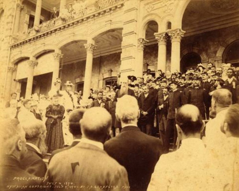 Sanford Dole proclaiming the Republic of Hawaii