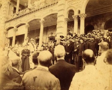 Sanford Dole proclaiming the Republic of Hawaii