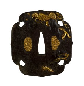 Sasayama Tokuoki - Tsuba with Dragon Ascending Through Clouds - Walters 51330